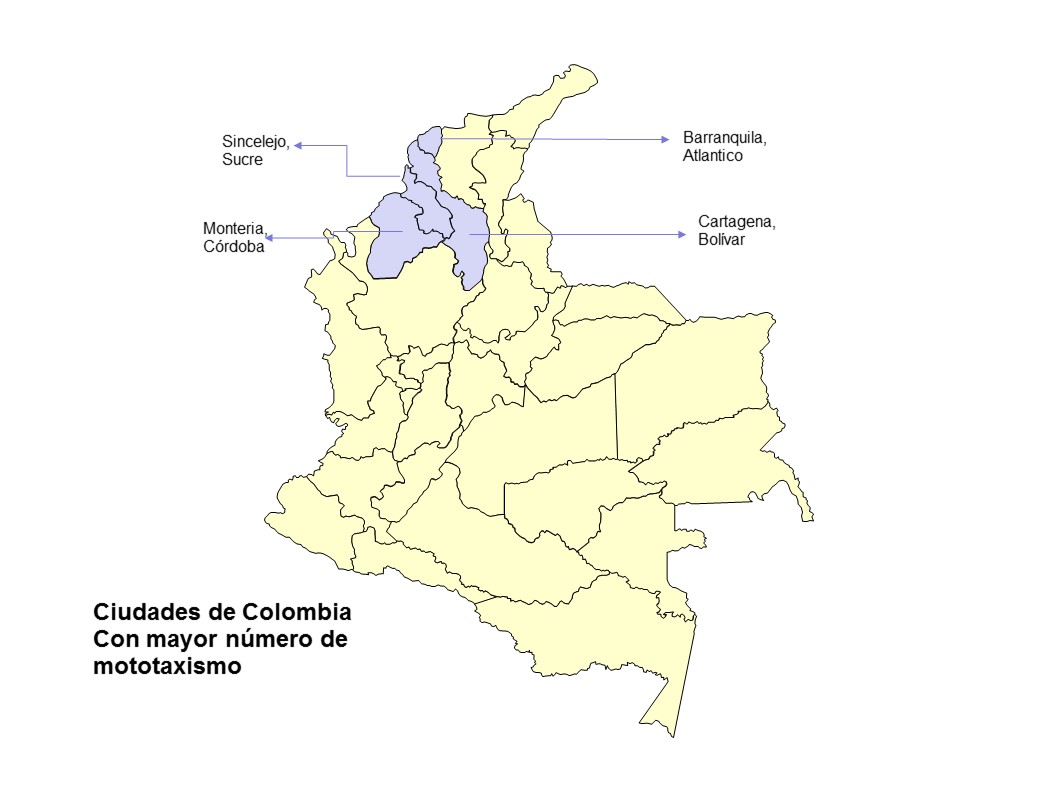 Mapa mototaxismo Colombia