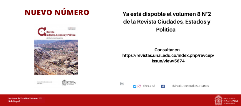 El IEU de la UNAL comparte el segundo número del volumen 8 de la Revista Ciudades, Estados y Política