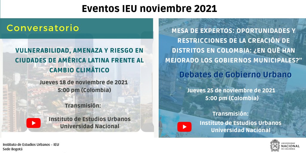 Próximos eventos que realizará en noviembre de 2021 el IEU